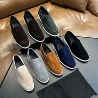 Mocassins en cuir nubuck de créateur, semelle blanche souple de luxe, chaussures décontractées élégantes