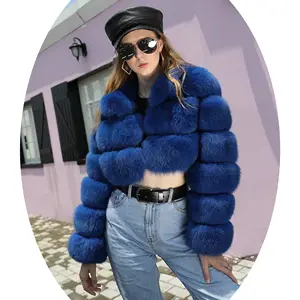 Winter Warm Soft Thick Real Fox Fur Coat Ladies Long Sleeve Natural Fur Jacket Hooded Short Style Real Fur Coat Women