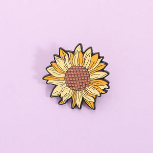 Nouveau tournesol fleur émail broches femmes alliage bijoux doux émail épinglettes collier aiguilles pour mariages pour enfants - Product Image 6