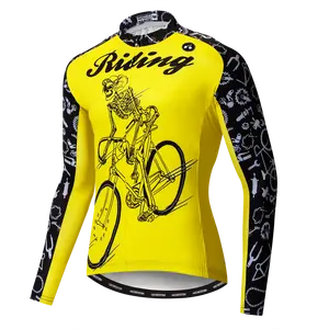 Kustom Jerseys Bersepeda Musim Gugur Berkuda Kuning 2019 PRO MTB Pria Lengan Panjang Sepeda Pakaian Musim Semi Bersepeda Pakaian
