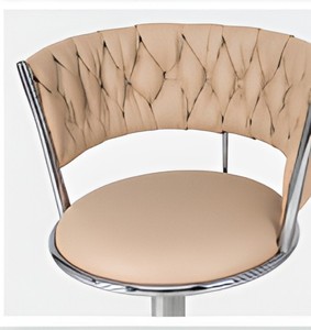 Modern Beige Tufted Swivel <b>Bar</b> <b>Stool</b> with Chrome Pedestal Base Adjustable Height Counter Chair for Kitchen Cafe Seating - Product Image 2