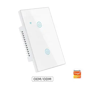 OEM ODM tuya interruptor inteligente 2 gang não neutro App voz timing controle nos wifi parede luz grama toque interruptor 120/118