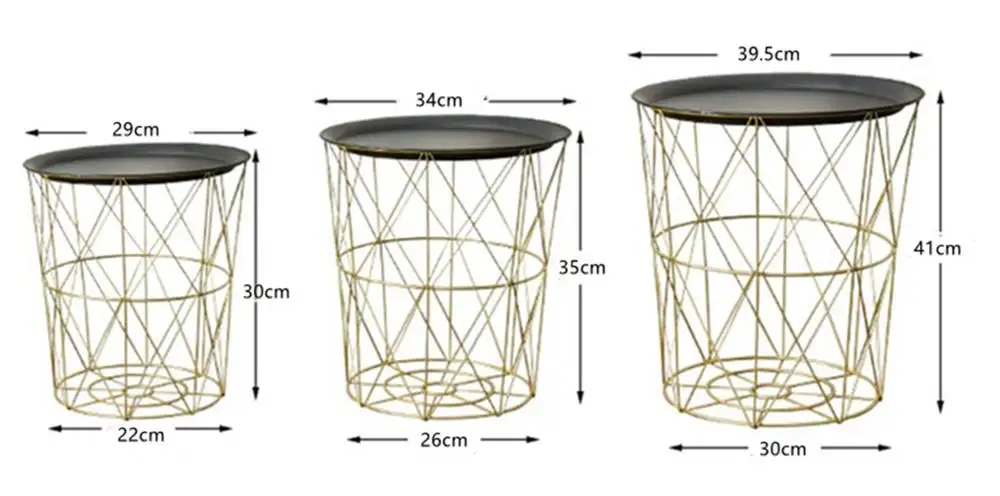 Ensemble de 3 tables basses rondes modernes et peu encombrantes