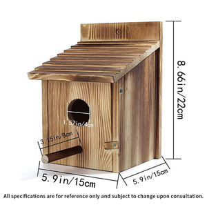 Nichoir moderne en bois massif pour jardin, cage à oiseaux suspendue d'extérieur avec fermeture à bouton, motif animal, nichoirs pour oiseaux en solde - Product Image 3
