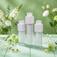Flacon pompe airless carré 15ml 30ml 50ml pour fond de teint, emballage cosmétique, conteneur à mécanisme rotatif pour cosmétiques, flacon airless en plastique