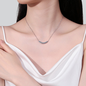 Moissanite Collier Femmes S925 Sterling Silver Clavicule Chaîne Smiley Collier Mode Simple actory WholesaleF - Product Image 2