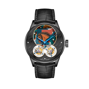 <span class=keywords><strong>Montre</strong></span> <span class=keywords><strong>Homme</strong></span> OEM/ODM Personnalisée Nouveau Design 2026 Cheval du Zodiaque Double Tourbillon Lumineuse Étanche - Product Image 5