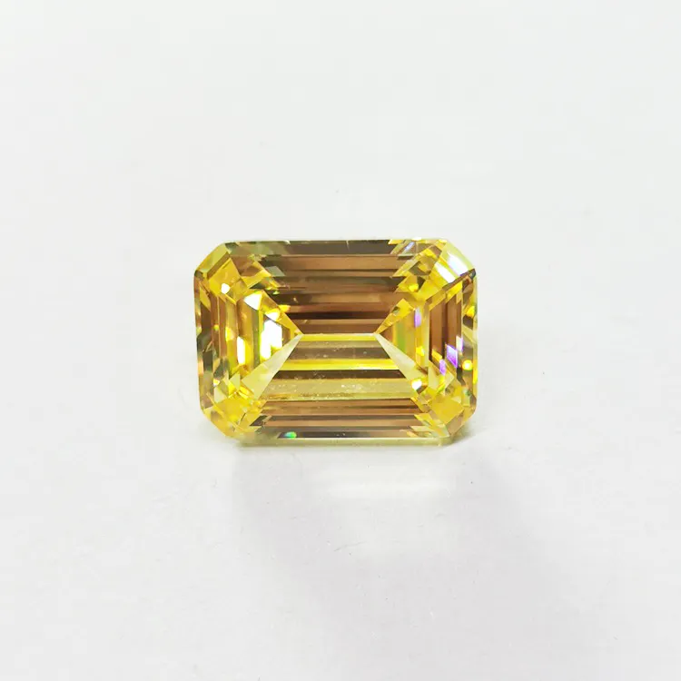 Gevşek taş CZ elmas sentetik taşlar sekizgen zümrüt kesim CZ altın sarı kübik zirkonya