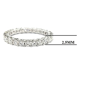 Drop Ship Fine Jewelry Luxurious 18k White Gold High Quality Full Round Diamond Jewellery Thin Half Way Band Ring for Lady - Product Image 2