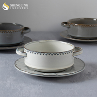 Fabriqué à la main multicolore Heitu Chunhu Baijun ensemble en céramique-bols, assiettes, soucoupes tasse-noir brun blanc glaçure en gros