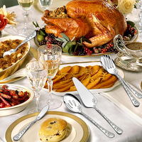 Ensemble de couverts de Noël en acier inoxydable en gros : fourchette à salade, cuillère, spatule à gâteau, couteau à beurre pour fêtes, restaurants et buffets