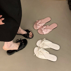 French Style Soft Soled Bow Tie Thong Sandals for Women Summer Fashion Soft Soled <b>Flip</b> <b>Flops</b> Vacation Sandals - Product Image 1