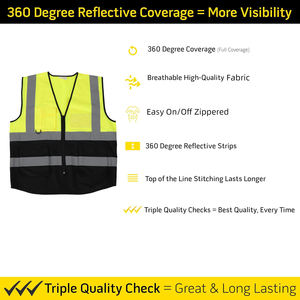 حار بيع الأمن العمل الآمن استخدام الأصفر الأسود عالية الوضوح سترة سلامة عاكسة - Product Image 6