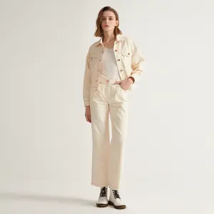 Pantaloni e pantaloni in Denim personalizzati set di abbigliamento da donna set di due pezzi in cotone a fiocco lungo per donna