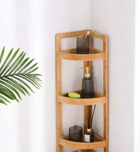 Étagère d'angle en bambou à 3 niveaux, élégante et durable, 33 x 23 x 61 cm, parfaite pour toutes <span class=keywords><strong>les</strong></span> pièces, optimise l'espace pour <span class=keywords><strong>les</strong></span> <span class=keywords><strong>livres</strong></span> - Product Image 4