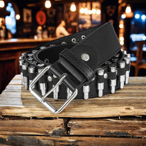 Cintura da Uomo in Stile Gotico Occidentale Retrò in Pelle PU, Cintura Punk Hip Hop con Fibbia Unica a Proiettile in Lega - Product Image 3