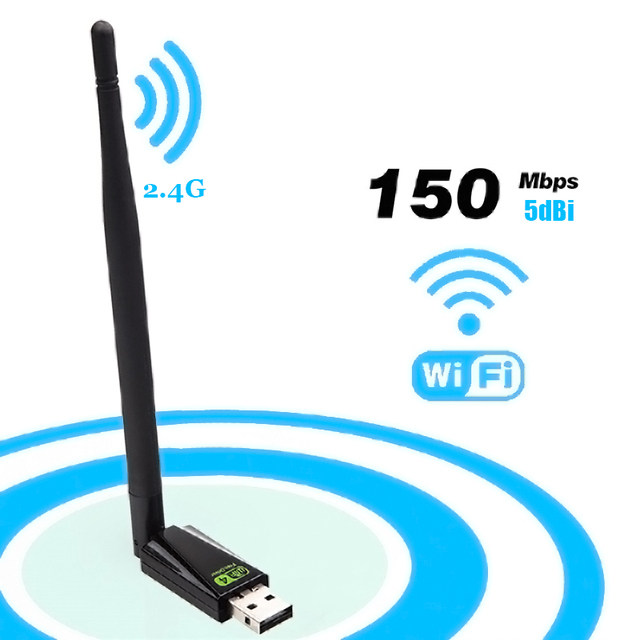 150 Mbps USB WiFi Adapter Drive Free 802.11 B/g/n Wi-Fi Dongle Wireless 5dBi Antenna WiFi for Computer Phone