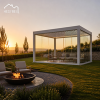 Pergola bioclimatique motorisée en aluminium à lames orientables, imperméable, pour jardin, patio et cour arrière