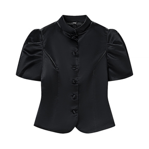PB&ZA Blusas de <span class=keywords><strong>Moda</strong></span> para Mujer, Verano 2026, Blusas Casuales de Manga Corta con Cuello Alto, Camisas Sólidas para Mujer, Blusas Chic - Product Image 5