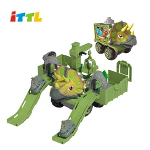 ITTL Diy组装汽车变形卡车车库弹射赛车槽恐龙轨道停车游戏套装