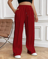Pantalons de survêtement décontractés pour femmes, respirants, à taille haute, coupe ample, avec cordon de serrage, jambes droites, pantalons de sport