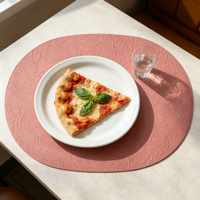 Unieke ovale placemat tafelmat van PU leer, waterdicht, opvouwbaar, voor bruiloft, restaurant, diner, school, laptop, decoratie, hotel, bar