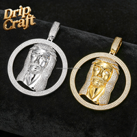 Nouveau collier pendentif classique style hip-hop avec figurine de Jésus entièrement sertie de zircons, bijou de mode semi-creux