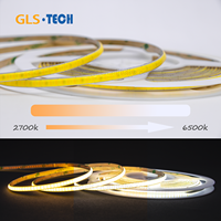 Bande LED COB flexible CCT réglable 2700K-6500K 600 LED/m 5mm Double tension 7W+7W Haute luminosité CRI90 Découpable sans soudure pour salle de bain