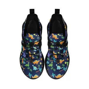 Cartoon Dinosaurier Print Freizeit schuhe für Männer Neue Kordel zug Turnschuhe Komfort Atmungsaktive Damen Mesh Laufschuhe Drop Shipping