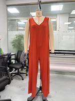 Nouvelle combinaison d'été pour femme, col en V, pantalon large, poches fines, style décontracté