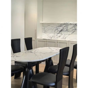 Dalle de marbre Calacatta naturel de luxe en provenance d'Italie, fond blanc pur avec un motif de veines audacieux pour le dessus de table et le dosseret mural - Product Image 4