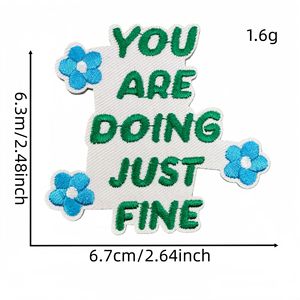 Patchs brodés thermocollants en gros avec citations motivantes vertes, appliques florales à slogan inspirant pour vêtements, sacs et décoration DIY - Product Image 5