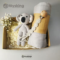 Cadeau de douche de bébé Koala jouet au crochet écologique pince-sucette en bois de hêtre hochets pour bébé ensemble d'emmaillotage en mousseline de dentition