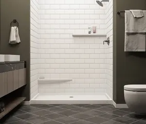 Banyo duş küvet surround duvarlar için katı yüzey kültür mermer duş duvar paneli