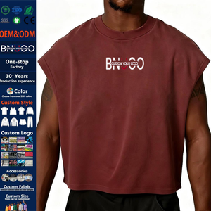 <span class=keywords><strong>Débardeur</strong></span> de sport personnalisé à bords bruts, sans manches, coupe carrée, en coton French Terry pour homme, idéal pour la gym - Product Image 1