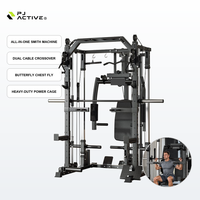 PINJIAN Machine Smith Robuste, Cage de Musculation Multifonctionnelle, Station de Gym Tout-en-un pour Entraînement de Force Complet du Corps
