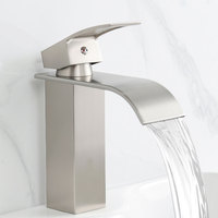 Nickel placage en laiton visage bassin d'eau robinet cascade bassin robinet