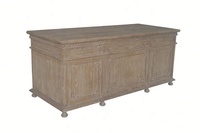 Bureau d'écriture de style rétro américain HL141, style St. James antique, sculpté à la main, design du milieu du siècle, bois de chêne vieilli