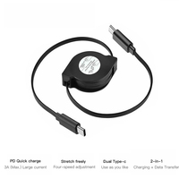 Produit le plus vendu dans alibaba 3.3ft type-c à type-c 3A 60W câble usb rétractable UC022 pour câble de chargeur de téléphone portable pour ordinateur portable