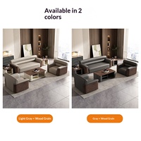 Ensemble de canapés de bureau exécutifs en cuir 3 places avec table basse, modulaire pour hall d'hôtel commercial