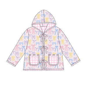 <span class=keywords><strong>Ropa</strong></span> para niños con estampado de lazos de <span class=keywords><strong>coqueta</strong></span> personalizada, Abrigo con capucha para niñas pequeñas, informal, venta al por mayor, Boutique, hermana, fósforos, <span class=keywords><strong>ropa</strong></span> para niños - Product Image 3