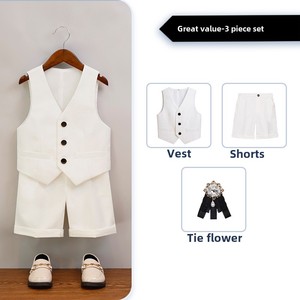 Abito per bambini stile britannico bel ragazzo pianoforte Host Performance abito formale completo gilet da ragazzo completo giacca - Product Image 6