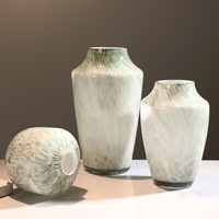 Vase en verre hydroponique RYLAVA en gros, vert et rose à pois, pour la décoration de la maison, grand vase de table
