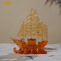 Figurine Dragon Bateau en Cristal Liuli Écologique SAINT-VIEW – Décoration Feng Shui Porte-Bonheur pour la Maison