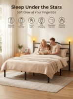 Boîte de rangement robuste et silencieuse de haute qualité, boîte de prise de courant standard américaine, lampe de chevet, lit à cadre en fer