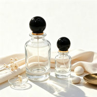 Flacon de parfum en verre cylindrique d'inspiration vintage avec pulvérisateur à pompe circulaire, atomiseur à pression, vente en gros, directement de l'usine
