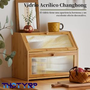 Bamboo Double Layer Bread <b>Box</b> Large Capacity Desktop Storage For <b>Cakes</b> Pastries Kitchen Organizer - Product Image 4