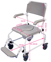 Chaise de douche mobile en alliage d'aluminium durable, réglable, avec seau de toilette, directement de l'usine