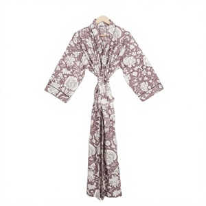Kimono Largo de Algodón para Mujer, de Alta Calidad, para Todas las Temporadas, Estilo Japonés, Estampado Floral, Cuello en V, Cierre con Cinturón, Transpirable - Product Image 1