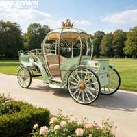 Chariot Citrouille Cendrillon Cœur Creux à Châssis en Fer avec Frein Hydraulique Électrique pour Mariage, Parc et Décoration Photo